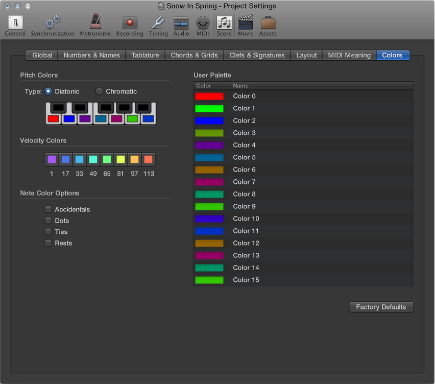 Figure. Score Colors settings.