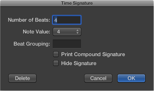 Figure. Time Signature dialog.