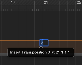 Figure. Transposition track showing entry of a transposition value in the field.