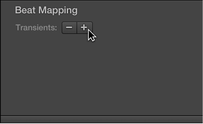 Figure. Beat Mapping track showing Minus and Plus buttons.