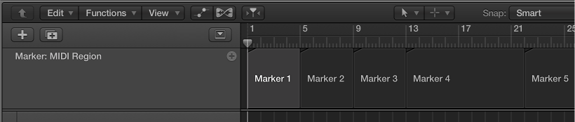 Figure. Markers in the Marker track.