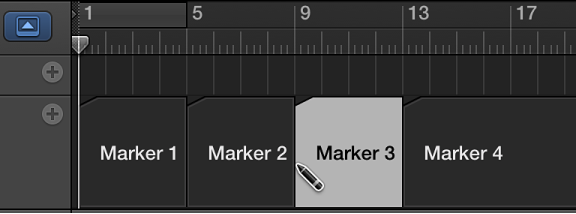 Figure. Creating a marker in the Marker track.