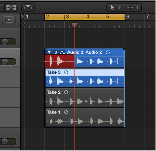 Figure. Showing audio recordings in a take folder.