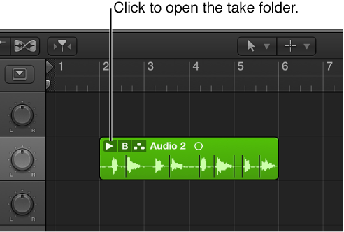 Figure. Pointing out the take folder disclosure triangle.