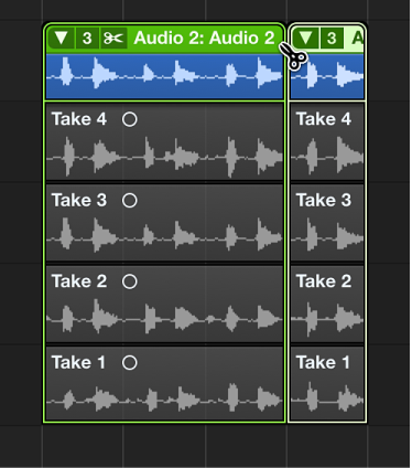 Figure. Cutting a take folder.