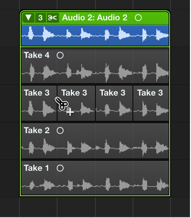 Figure. Making multiple cuts across a take.