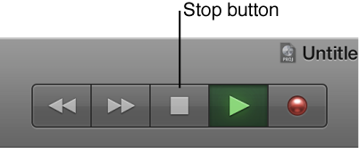 Figure. Transport buttons with Stop button selected.