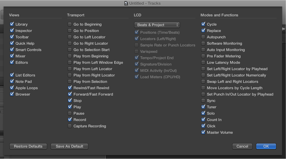 Figure. Customize Transport dialog.