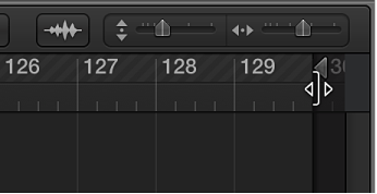 Figure. Project end marker in the Tracks area ruler.
