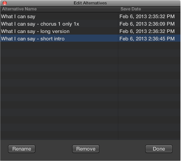 Figure. Edit Alternatives dialog.