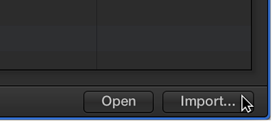 Figure. Import button in the Browser pane.