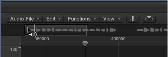 Figure. Sample Editor with the Prelisten icon over the waveform overview.