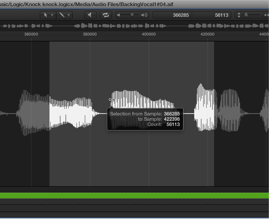 Figure. Sample Editor selection with two-headed arrow over the center.