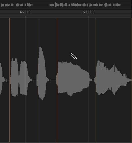 Figure. Sample Editor with Pencil tool over the waveform display.