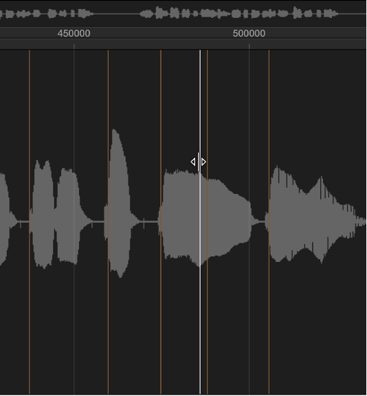 Figure. Sample Editor with transient being dragged in the waveform display.