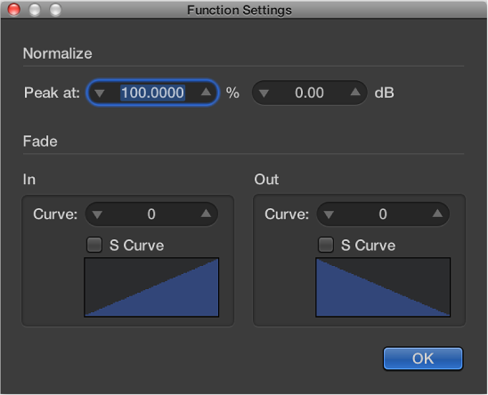 Figure. Function Settings window.