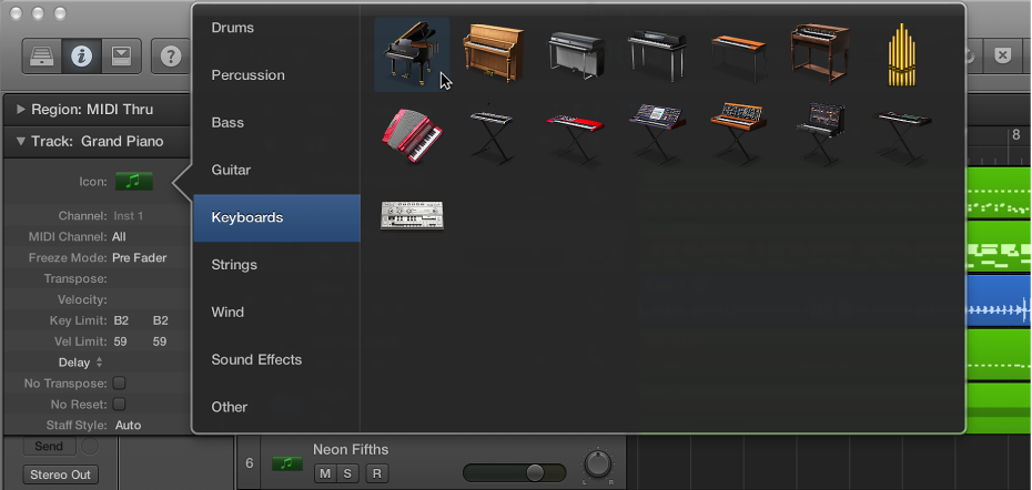 Figure. Selecting track icon from Icon shortcut menu.