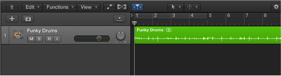 Figure. Tracks area showing audio track selected.