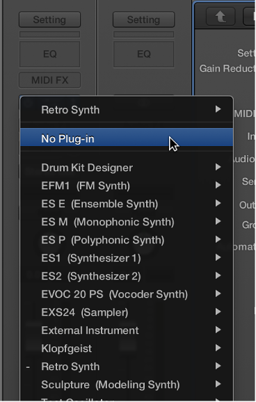 FIgure. Choosing No Plug-in from the pop-up menu.