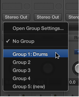 Figure. Group slot, showing channel strip group membership.
