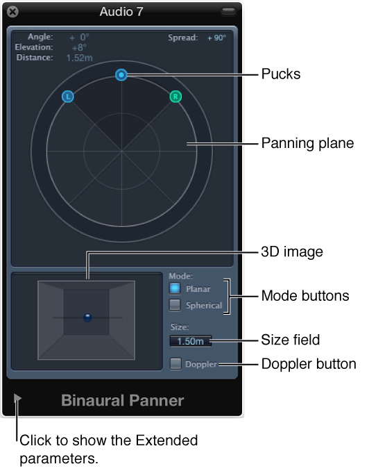 Figure. Binaural Panner window.
