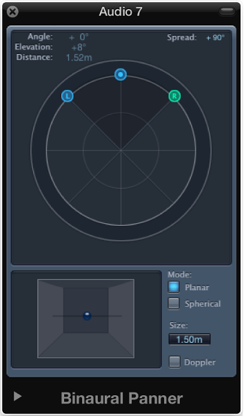  Figure. Binaural Panner window.