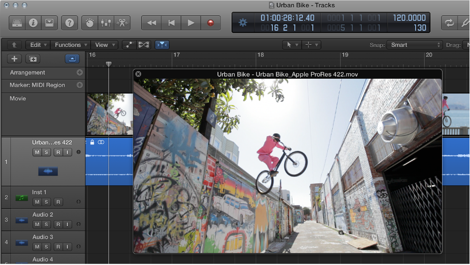 Figure. Main window showing movie in global Video track, and also opened as a separate Movie window.