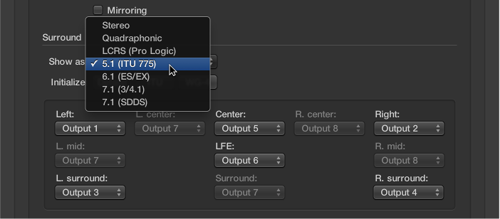 Figure. Surround preferences.