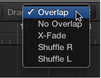 Figure. The Drag pop-up menu for the Tracks area.