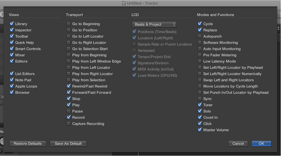 Figure. Customize Toolbar dialog.