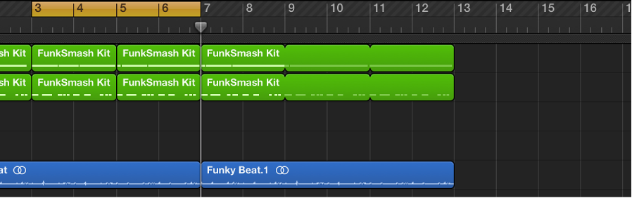 Figure. Tracks area showing multiple region selections.