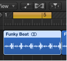 Figure. Region selected with locator positions set in the ruler.