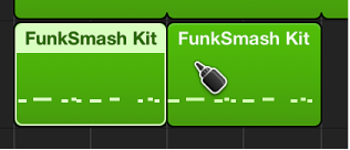 Figure. Glue tool over a region in the Tracks area.
