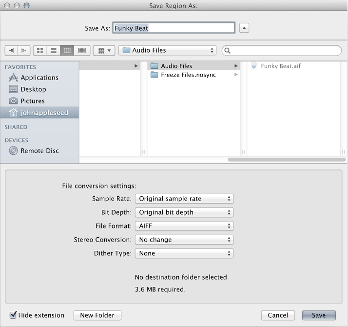 Figure. Save Region As dialog.
