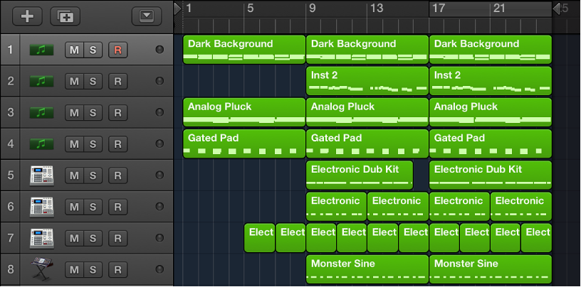 Figure. An open folder track in the Tracks area.