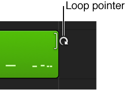 Figure. The Loop pointer appearing over the edge of a region.