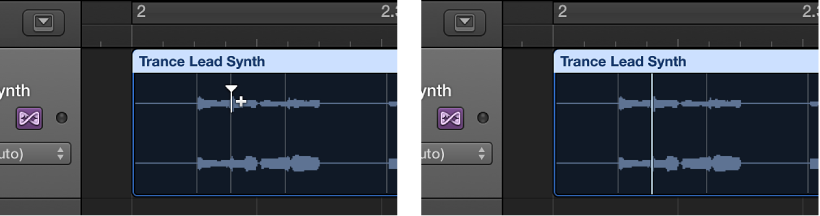 Figure. Audio region showing flex marker creation on top of transient marker.