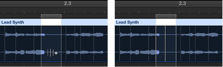 Figure. Showing flex markers at marquee borders, and at the clicked position.