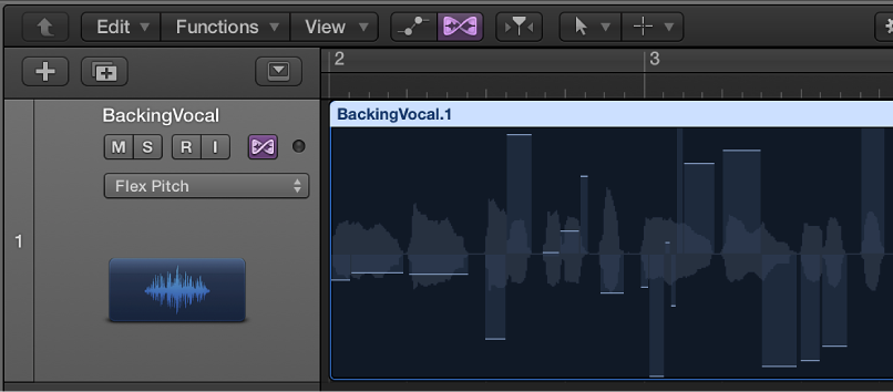Figure. Showing Flex Pitch in the Tracks area.