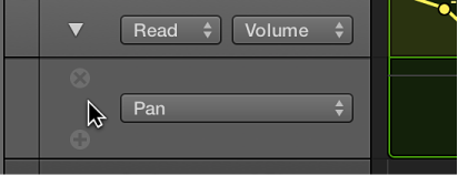 Figure. Mousing the pointer over an automation subtrack.