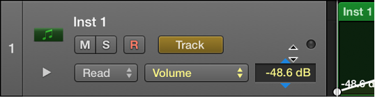 Figure. Dragging the Trim value in the track header's numerical display.