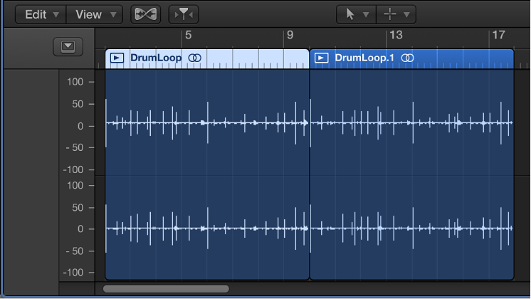 Figure. Audio Editor with region selected.