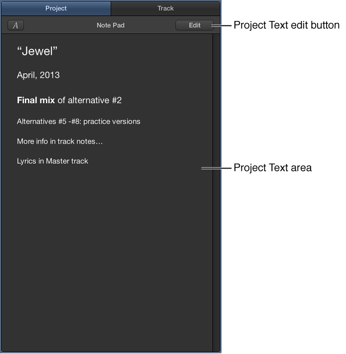 FIgure. Project Note Pad.