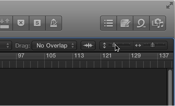 Figure. Zoom sliders in the Tracks area.