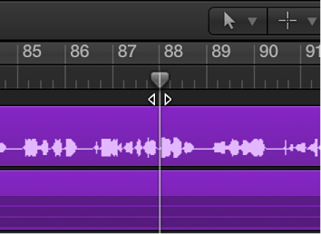 Figure. Arrange area showing region before dragging the top of the playhead down.