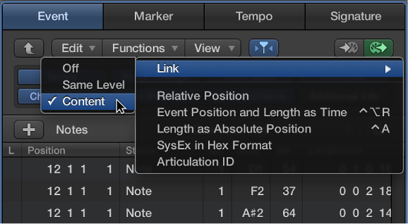 Figure. Catch and Link buttons.