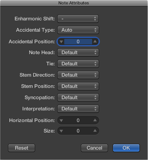 Figure. Note Attributes window.