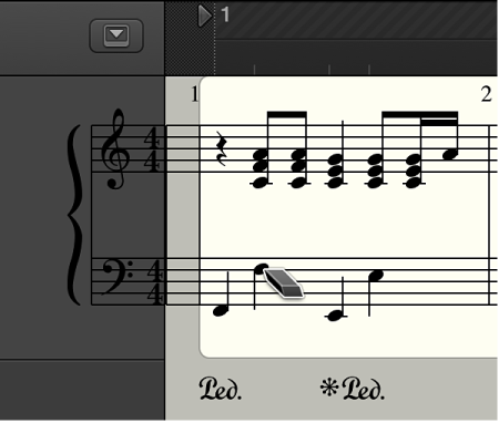Figure. Eraser tool over object in the Score Editor.