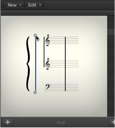 Figure. Bracket connection in the Staff Style window.
