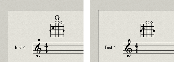 Figure. Showing chord name on chord grid symbol being hidden.